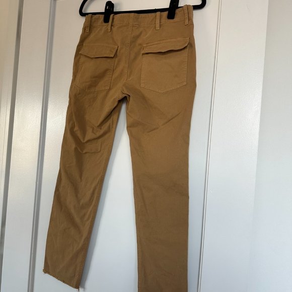 NWT Nili Lotan Jenna Cropped Pants Raw Hem Flap Black Pockets Sz 2 Camel - Picture 5 of 6
